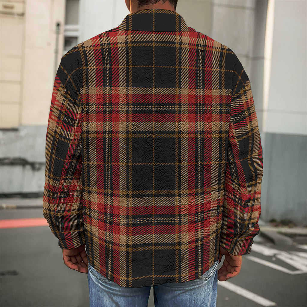 Black And Red Stewart Tartan Print Men's Shirt Jacket
