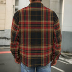 Black And Red Stewart Tartan Print Men's Shirt Jacket