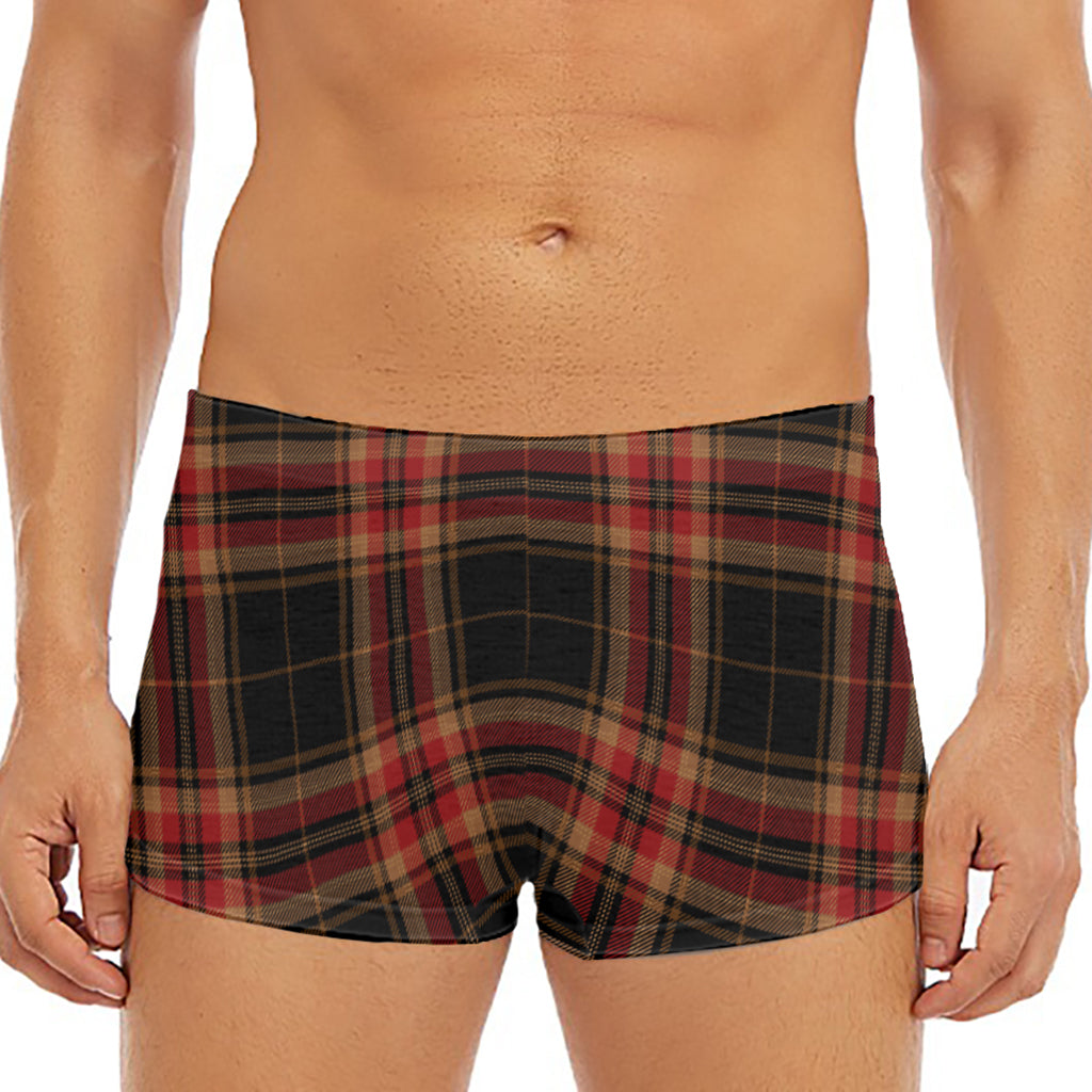 Black And Red Stewart Tartan Print Men's Short Boxer Briefs
