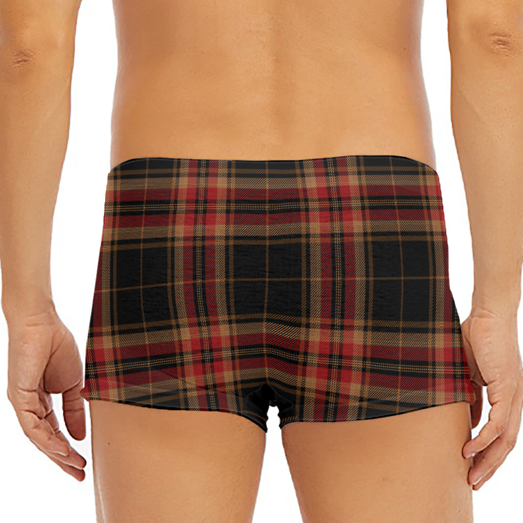 Black And Red Stewart Tartan Print Men's Short Boxer Briefs
