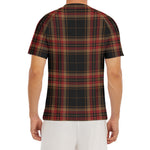 Black And Red Stewart Tartan Print Men's Short Sleeve Rash Guard
