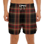 Black And Red Stewart Tartan Print Men's Split Running Shorts