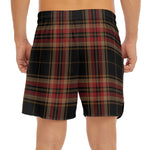 Black And Red Stewart Tartan Print Men's Split Running Shorts
