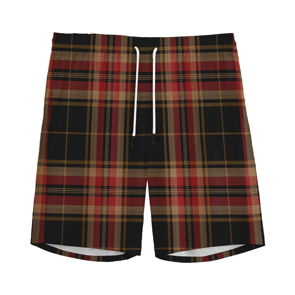Black And Red Stewart Tartan Print Men's Sports Shorts