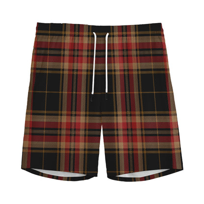 Black And Red Stewart Tartan Print Men's Sports Shorts