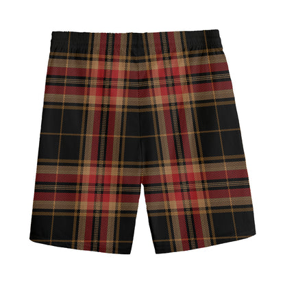 Black And Red Stewart Tartan Print Men's Sports Shorts