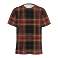 Black And Red Stewart Tartan Print Men's Athletic T-Shirt