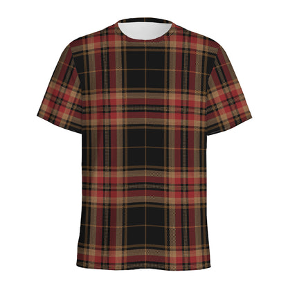 Black And Red Stewart Tartan Print Men's Sports T-Shirt