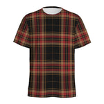 Black And Red Stewart Tartan Print Men's Sports T-Shirt