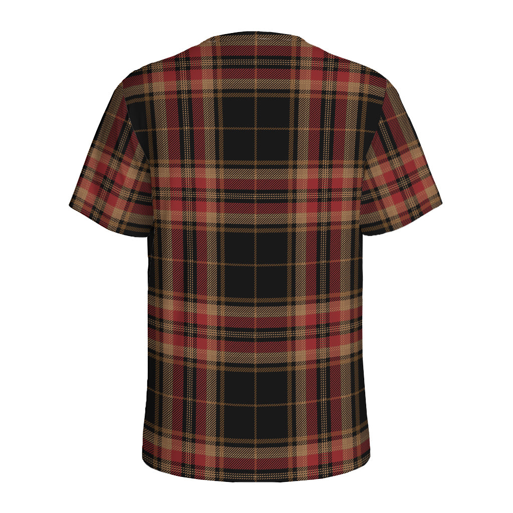 Black And Red Stewart Tartan Print Men's Sports T-Shirt