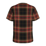 Black And Red Stewart Tartan Print Men's Sports T-Shirt