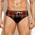 Black And Red Stewart Tartan Print Men's Swim Briefs