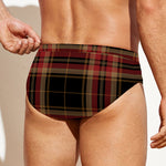 Black And Red Stewart Tartan Print Men's Swim Briefs
