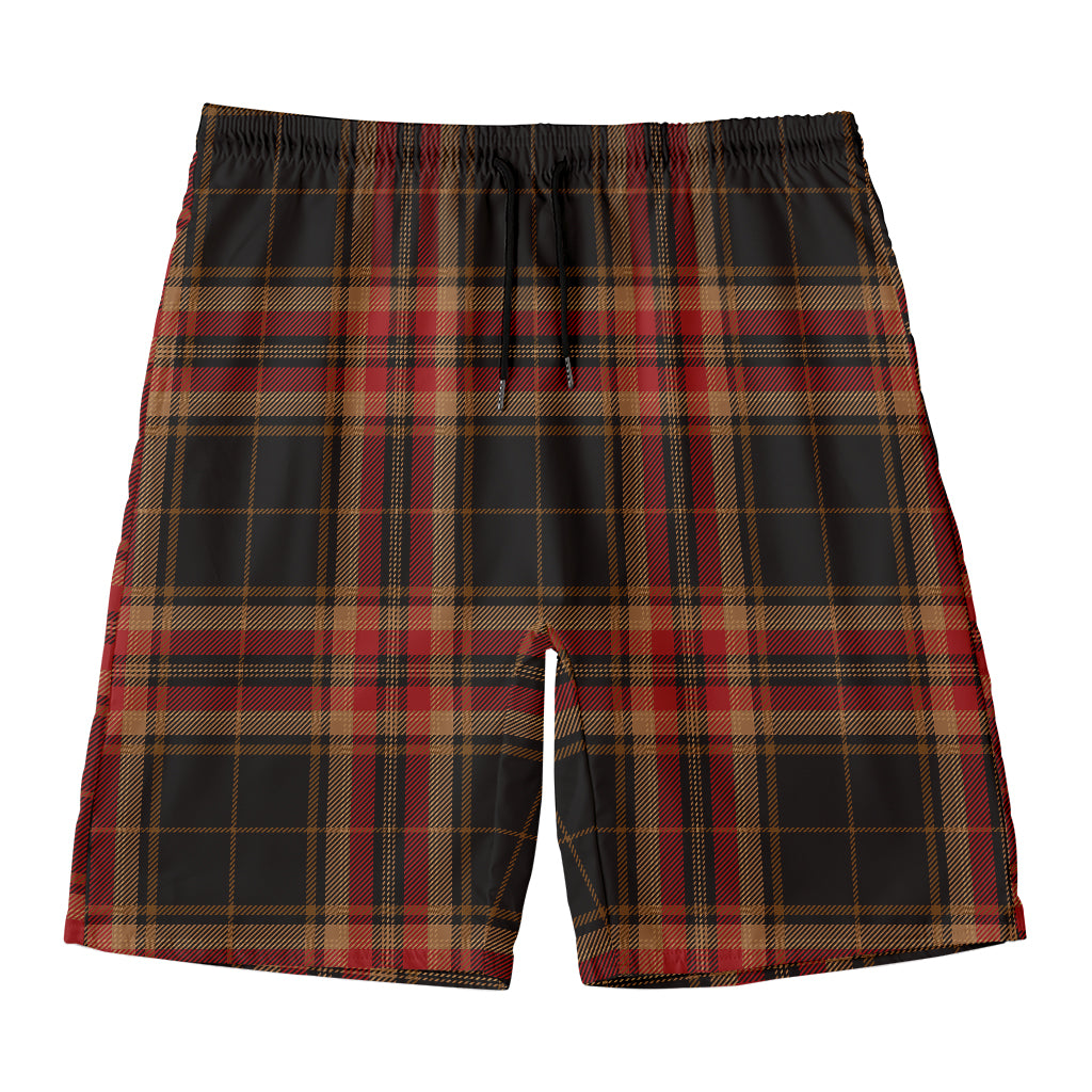 Black And Red Stewart Tartan Print Men's Swim Trunks