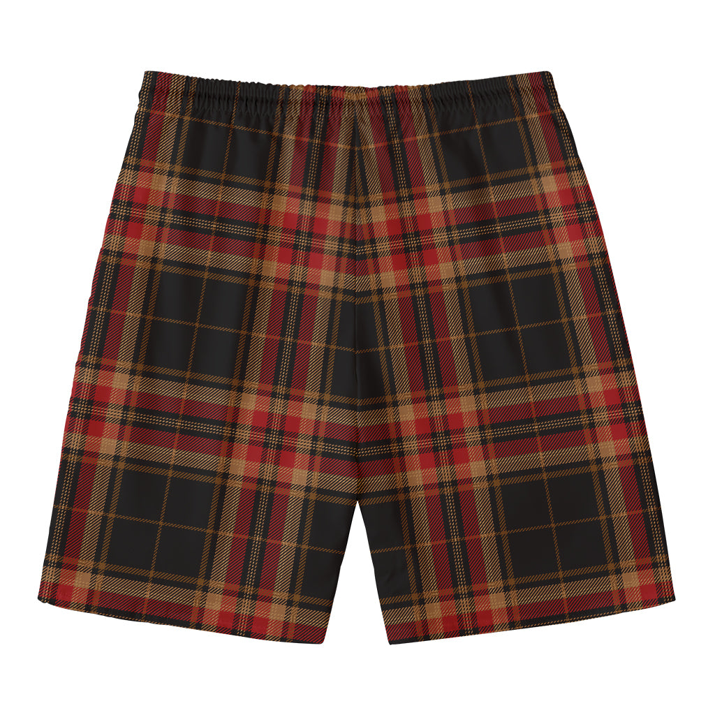 Black And Red Stewart Tartan Print Men's Swim Trunks