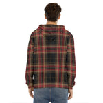Black And Red Stewart Tartan Print Men's Velvet Pullover Hoodie