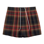 Black And Red Stewart Tartan Print Mesh Shorts