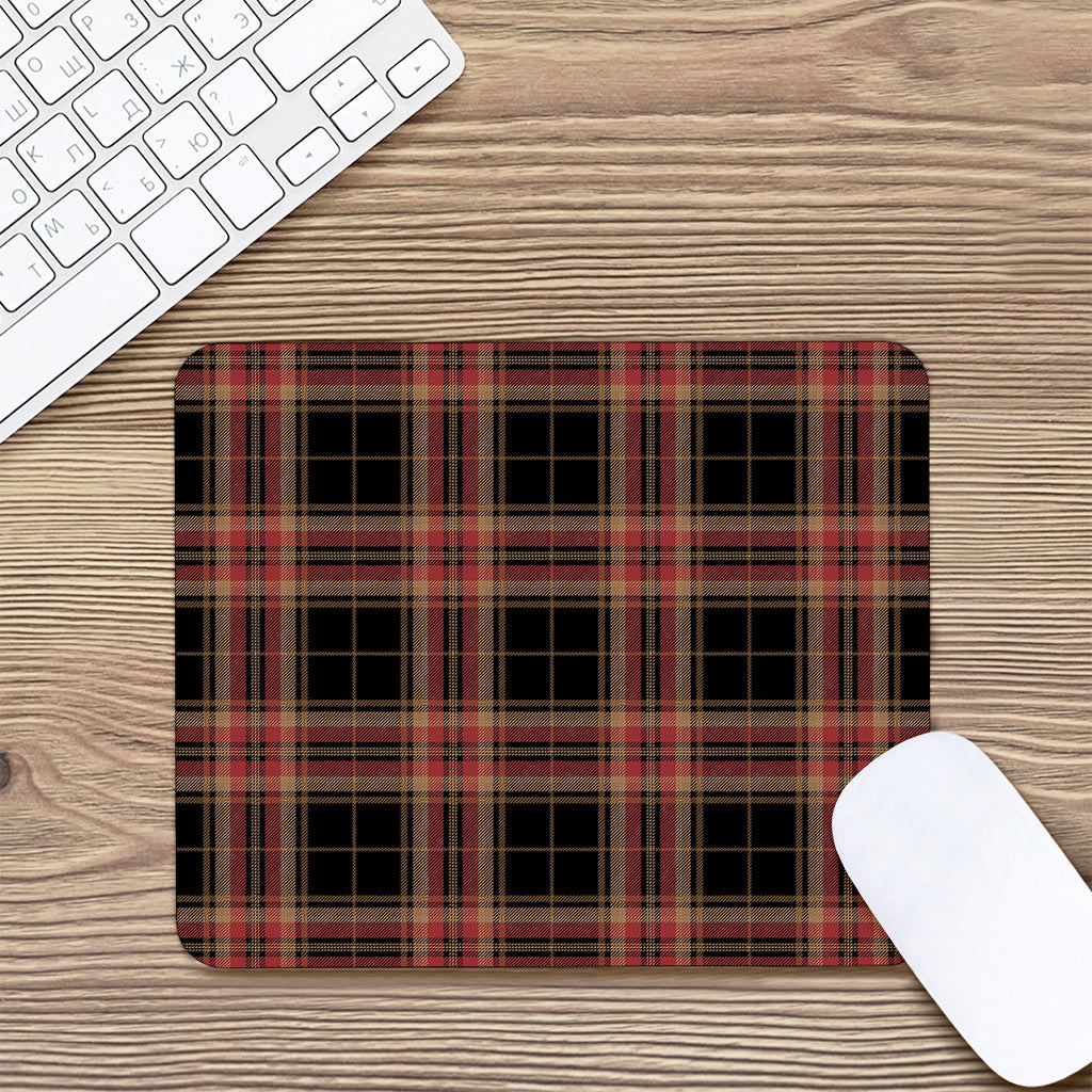 Black And Red Stewart Tartan Print Mouse Pad