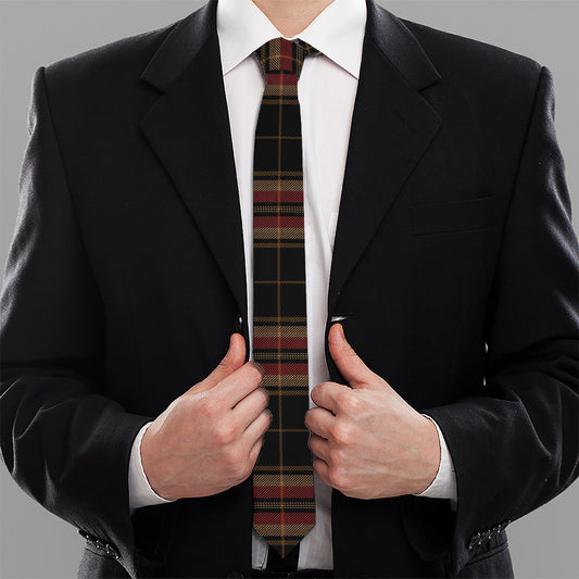 Black And Red Stewart Tartan Print Necktie