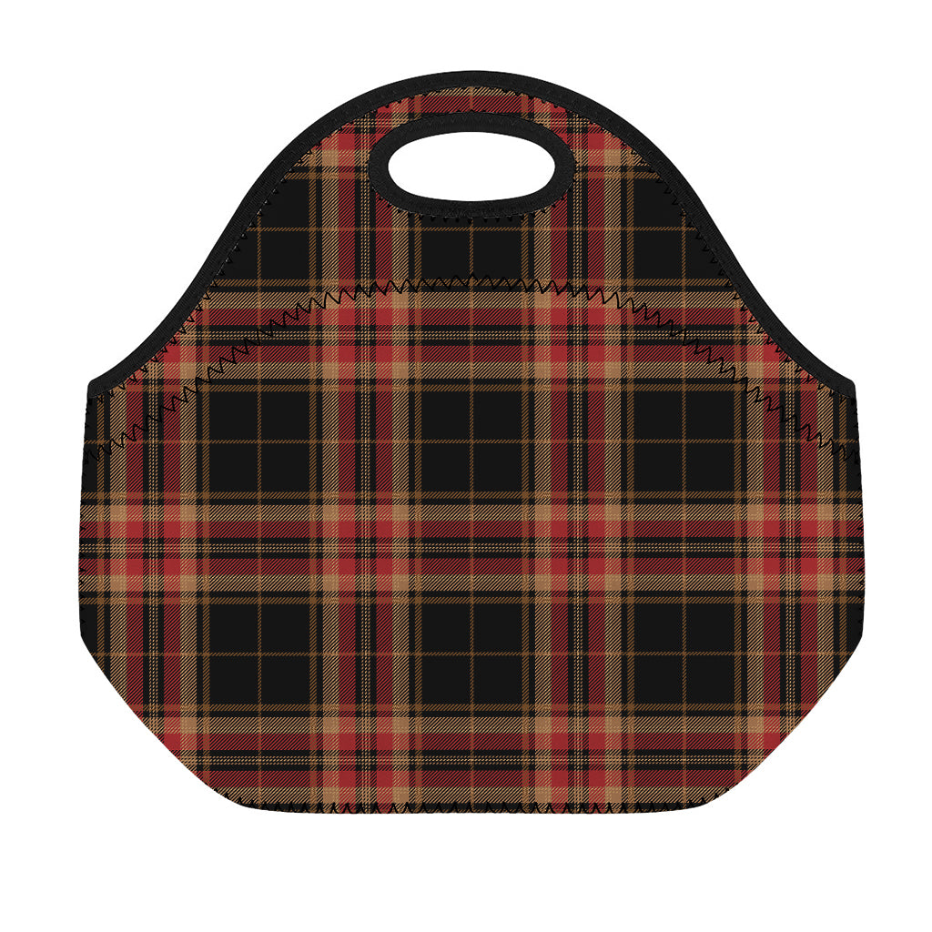 Black And Red Stewart Tartan Print Neoprene Lunch Bag