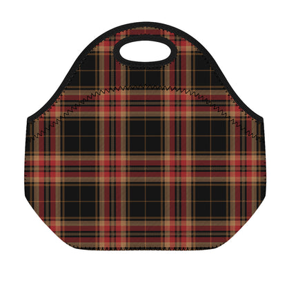 Black And Red Stewart Tartan Print Neoprene Lunch Bag