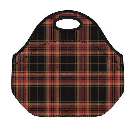 Black And Red Stewart Tartan Print Neoprene Lunch Bag