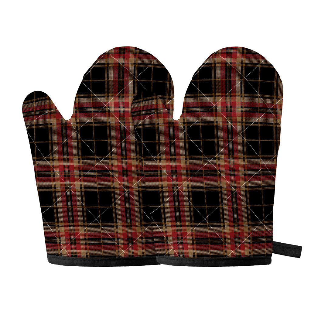 Black And Red Stewart Tartan Print Oven Mitts