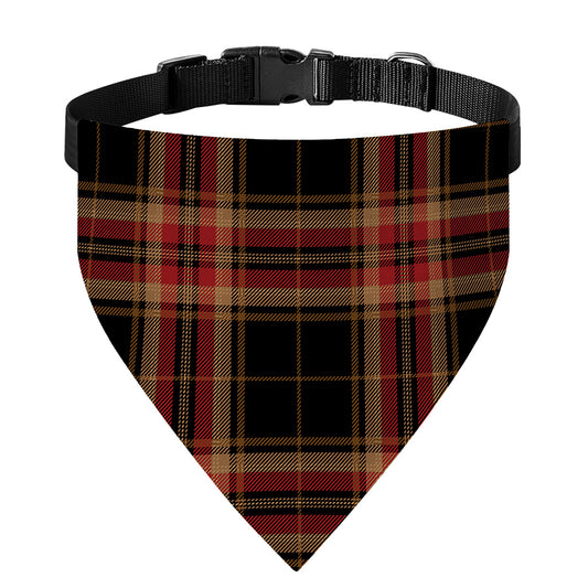 Black And Red Stewart Tartan Print Over The Collar Dog Bandana