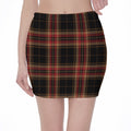 Black And Red Stewart Tartan Print Pencil Mini Skirt