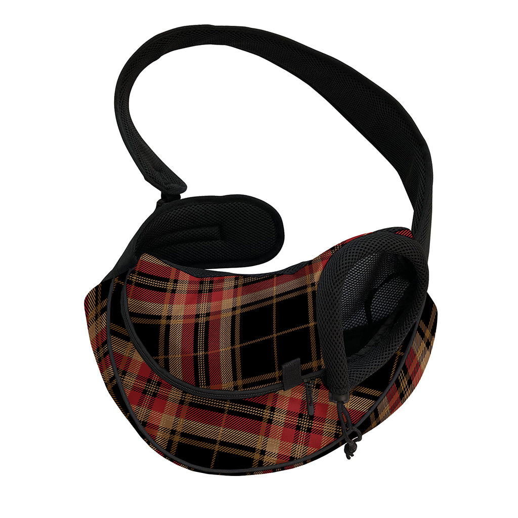 Black And Red Stewart Tartan Print Pet Sling Carrier
