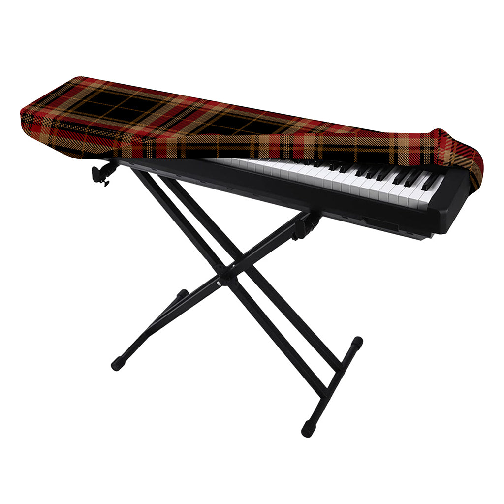 Black And Red Stewart Tartan Print Piano Keyboard Cover