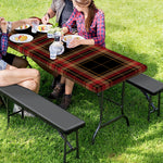 Black And Red Stewart Tartan Print Picnic Table Cover