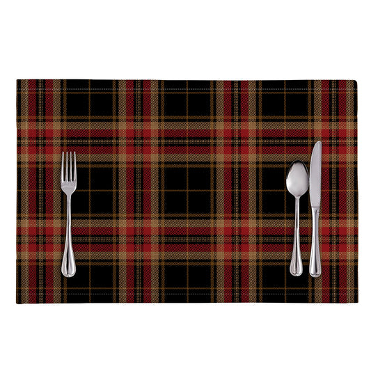 Black And Red Stewart Tartan Print Placemat
