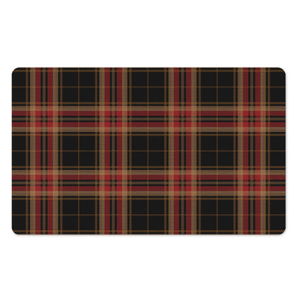 Black And Red Stewart Tartan Print Polyester Doormat