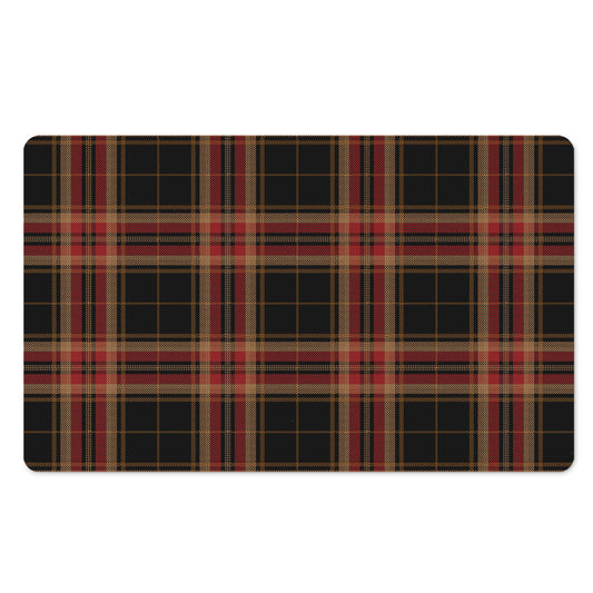 Black And Red Stewart Tartan Print Polyester Doormat