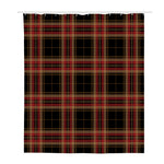 Black And Red Stewart Tartan Print Polyester Shower Curtain