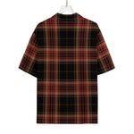 Black And Red Stewart Tartan Print Rayon Hawaiian Shirt