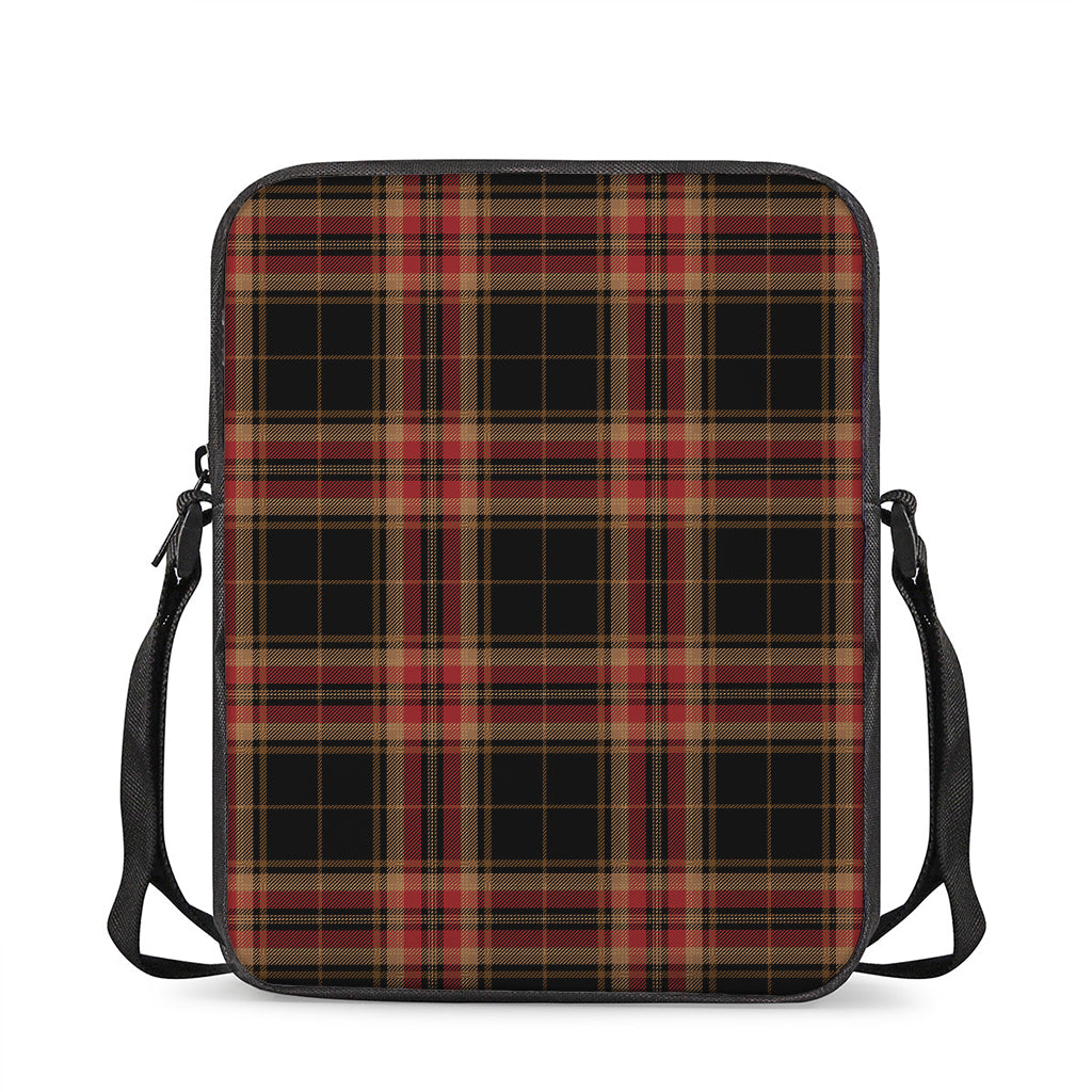 Black And Red Stewart Tartan Print Rectangular Crossbody Bag