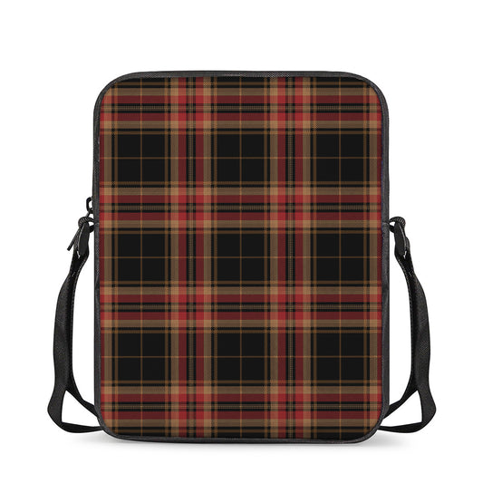 Black And Red Stewart Tartan Print Rectangular Crossbody Bag