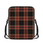 Black And Red Stewart Tartan Print Rectangular Crossbody Bag