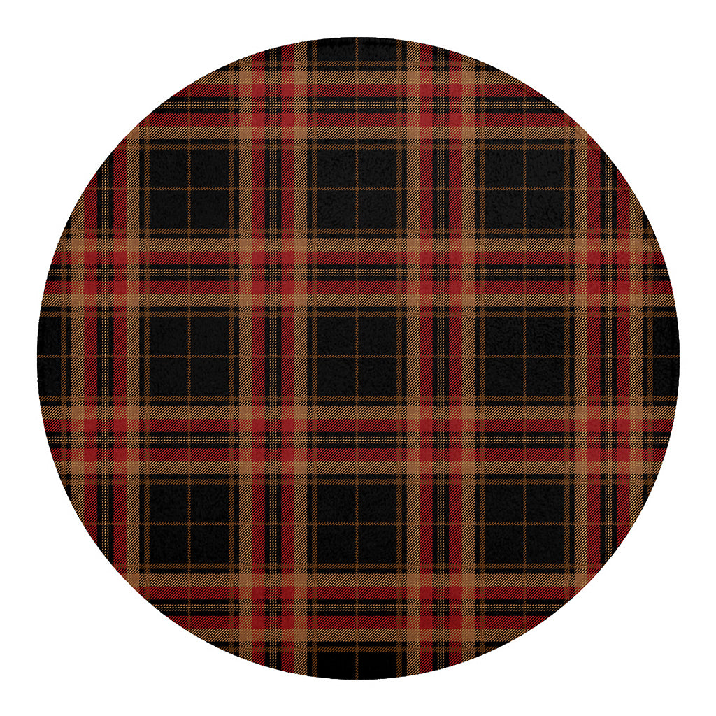 Black And Red Stewart Tartan Print Round Blanket