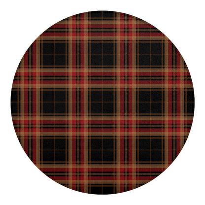 Black And Red Stewart Tartan Print Round Blanket