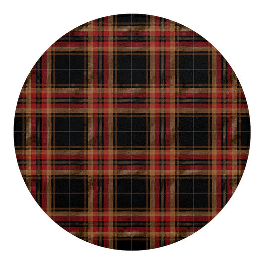 Black And Red Stewart Tartan Print Round Blanket