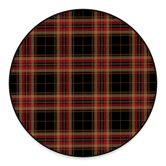 Black And Red Stewart Tartan Print Round Floor Mat