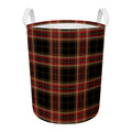 Black And Red Stewart Tartan Print Round Laundry Basket