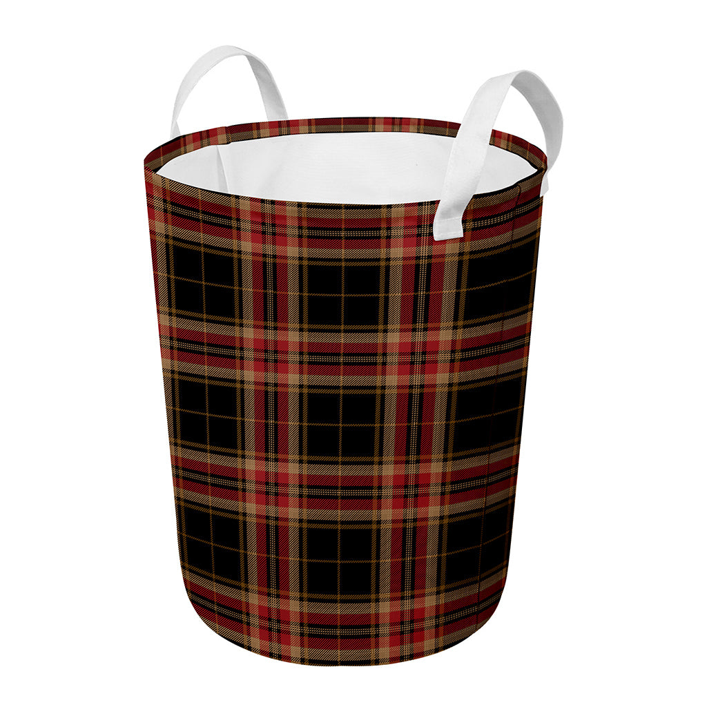 Black And Red Stewart Tartan Print Round Laundry Basket