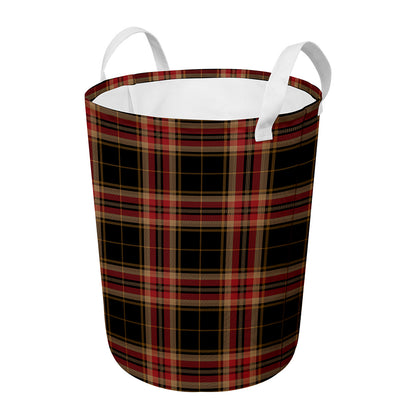 Black And Red Stewart Tartan Print Round Laundry Basket