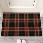 Black And Red Stewart Tartan Print Rubber Doormat