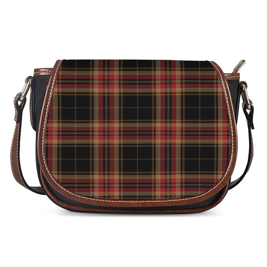 Black And Red Stewart Tartan Print Saddle Bag