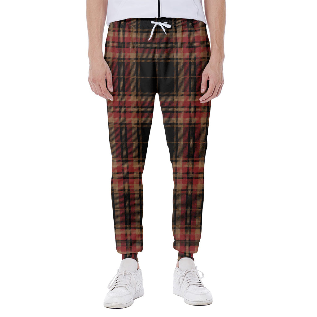 Black And Red Stewart Tartan Print Scuba Joggers